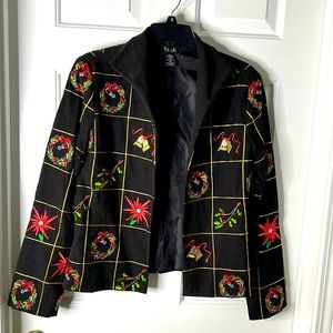 Mak New York Linen Jacket Open Cardigan Embroidered size 10